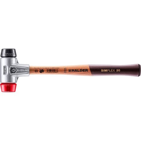HALDER SIMPLEX Schonhammer Ø 30 mm Gummi schwarz / Plastik rot mit Aluminiumgehäuse (1/5)