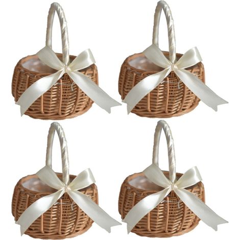 4X Panier à Fleurs Tissé Panier de Rangement En Rotin Panier à Main de Fille de Fleur Panier à Fleurs Fait à la Main S (1/2)