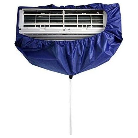 Sac de protection étanche pour climatiseur avec tuyau d'eau et de vidange de 3 m, sac de protection pour le nettoyage du climatiseur, sac mural pour climatiseur (bleu) (1/3)