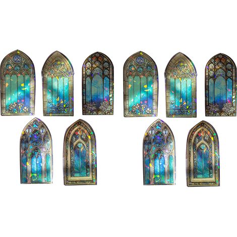 10 autocollants vintage cadre fenêtre PET décoratif scrapbooking esthétique bleu pour albums planners embellissement DIY (1/5)