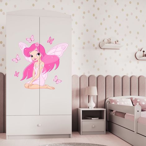 Armario 2 puertas 1 cajón Kocot Kids Babydream El hada de las mariposas - Blanco