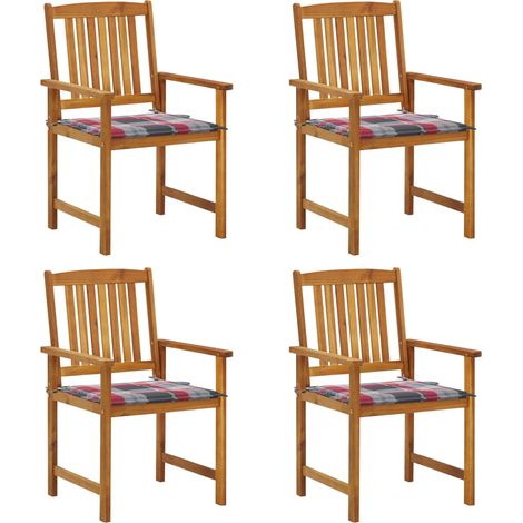 Sedie da Giardino con Cuscini 4 pz in Massello di Acacia vidaXL (1/5)