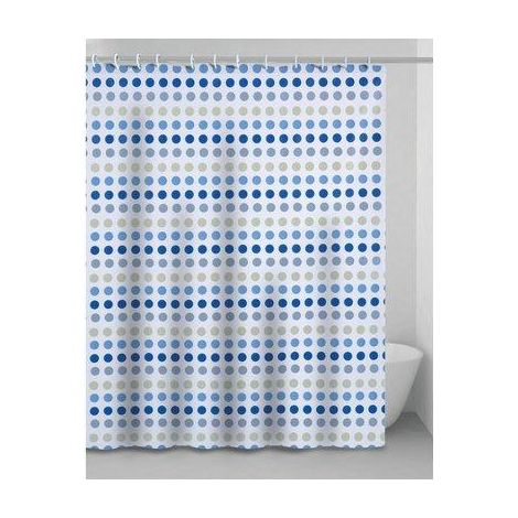 TENDA DOCCIA PALLINE  IN VINILE + ANELLI CM 240X200