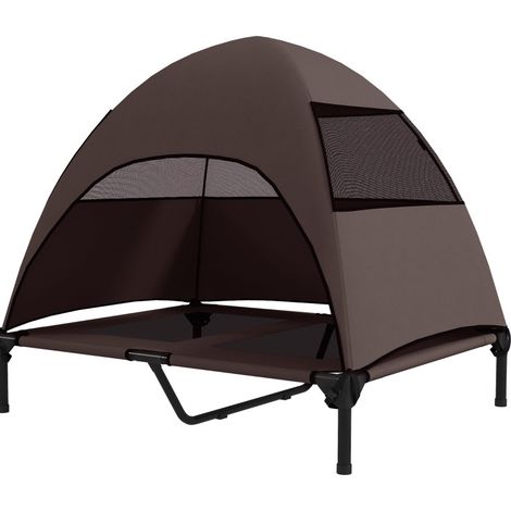 Letto rialzato per cani con tetto 91 x 76 x 90 cm marrone (1/5)