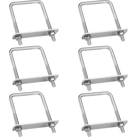 6 Pièces Acier Inoxydable Boulons En U, M8 U-Bolts, Boulon Carré en U Avec Écrous et Plaque De Cadre, Boulons de Serrage Fixation, pour Fixation Tuyaus(100x50mm) (1/5)