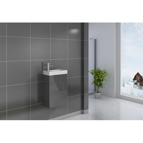 Gäste-WC Waschbecken 40 x 22 cm grau Vega (1/4)