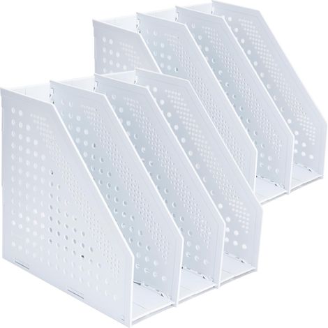 Porte-revues Pliable, Porte Revue Bureau avec 3 Compartiments 2 Pièces Classeurs à Revues de Grande Capacité, Rangement Papier Vertical A4, Gris Clair (1/5)