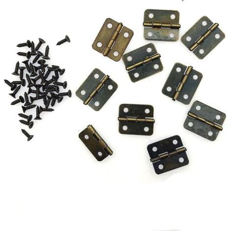 Mini charnières Dailygoods, lot de 10 plaques de réparation en bronze, pivotantes à 180°, pour petits meubles, armoires et modélisme. Vis incluses. (1/5)