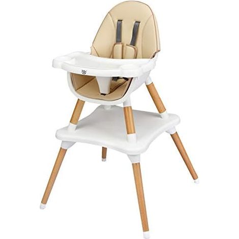 GOPLUS 4 en 1 Chaise Haute Convertible en Table Chaise, Bebe Chaise Plateau 4 Position Reglable Coussin Amovible, Chaise de Table avec Ceinture de Securite a 5 points pour Bebe 6 Mois-3Ans (Marron)