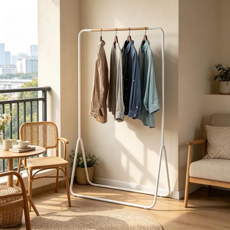 Tringle à vêtements multifonctionnelle pour hall d'entrée – porte-manteau avec barre suspendue (sans accessoires) (1/4)