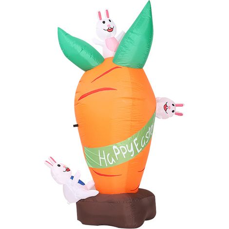 Décoration gonflable de Pâques pour l'extérieur, 1,8 m, carotte gonflable, adorables lapins de Pâques gonflables avec lumières LED, pour une joyeuse fête de Pâques dans le jardin