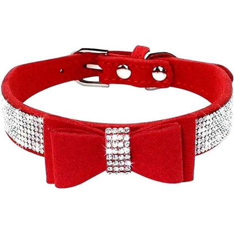 Collier pour chien strass (rouge M)-