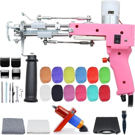 Pistola eléctrica para mechones, funciones de corte y bucle, alta eficiencia, color rosa, juego de 2 enchufes europeos. (1/2)