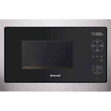 Brandt – Micro-ondes encastrable 26L 900W inox – 3 accès directs mémorisables – Cavité inox pour cuisson homogène – BMS7120X (1/5)