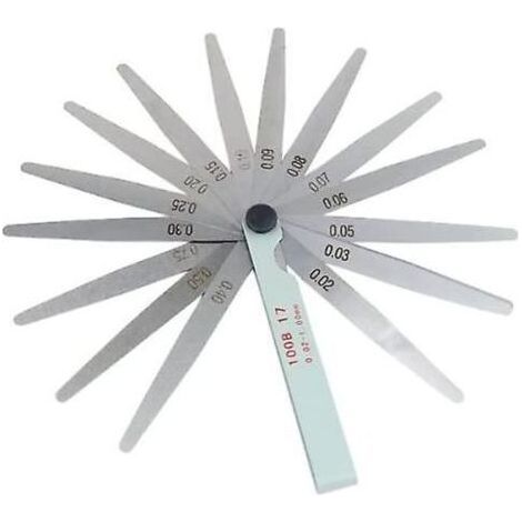 17-Klingen-Messgerät für metrische Stahlstärken 0,02-1,0 mm, Messwerkzeug für Zündkerzen (1/5)