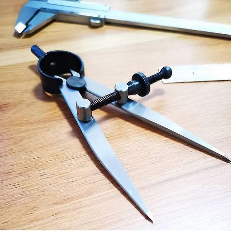 Compas professionnel en cuir de 10 cm, compas à ailettes à ressort de précision, compas en métal pour le travail du bois et des métaux (1/2)