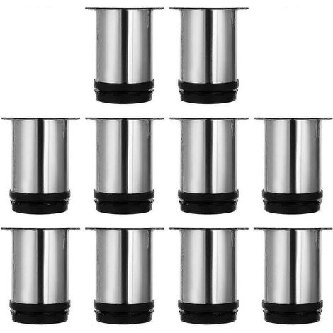 Set mit 8 verstellbaren Möbelfüßen, 80 mm hoch, runde Möbelfüße aus gebürstetem Edelstahl, Sofafüße, Tischfüße, höhenverstellbar (1/4)