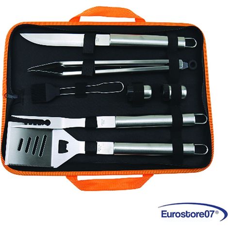 Eurostore07® set utenslili acciaio inox per barbecue in set da 8 pezzi in acciaio inox 430 - (1/3)