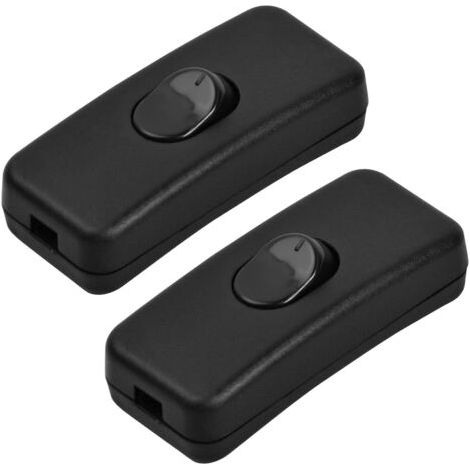 2 Pièces Interrupteur 2A Unipolaire, 2A 250V Ligne Cordon Interrupteur Interrupteur Lampe Interrupteur à touche basculante, Interrupteur de Cordon en Ligne pour Petit Appareil ou Lampe (Noir) (1/5)