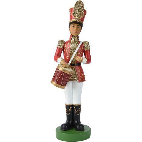 Statuetta decorativa Soldatino con tamburo decorazione natalizia in resina da 35 cm (1/2)