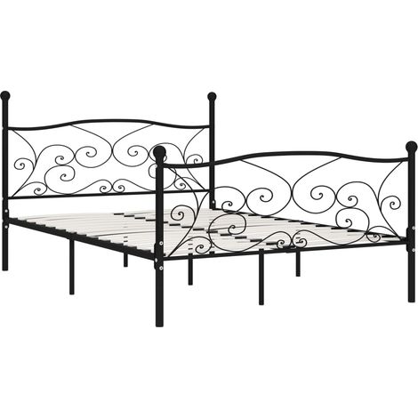 Maison Exclusive - Bettgestell mit Lattenrost Schwarz Metall 120