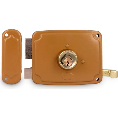 AMIG Serrure en applique et verrous 72U 120 x 95 mm Acier Émaillé or - Gauche (1/4)
