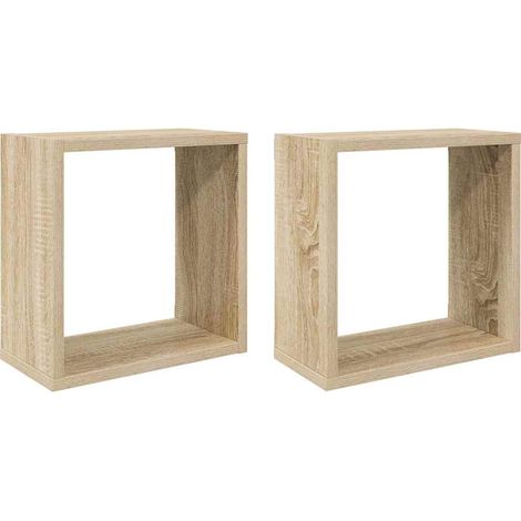 vidaXL Estantes cubo de pared 2 unidades roble Sonoma 30x15x30 cm (1/2)