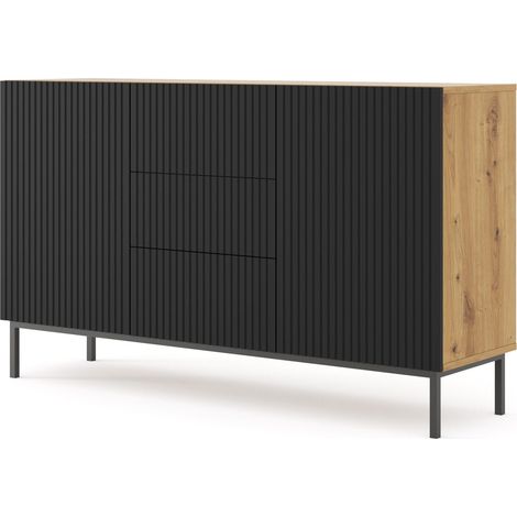 MOBILE RAVENNA B MOBILE IN MDF RIVESTITO IN LEGNO 2D3S 150 TELAIO NERO OPACO IN ROVERE ARTIGIANALE