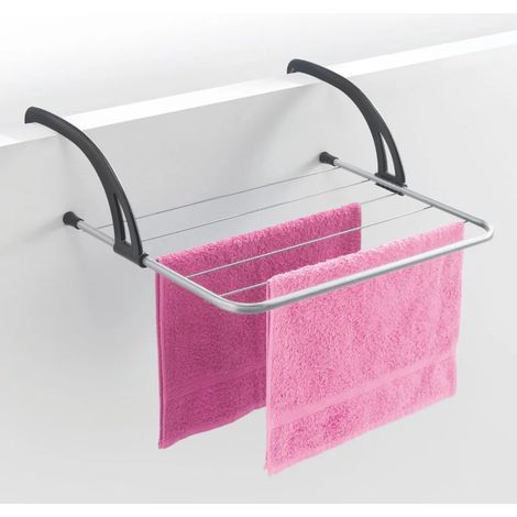 Étendoir à linge de balcon Metaltex Favonio avec radiateur, 3 m, argent et noir (1/5)