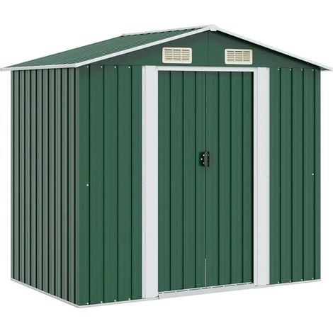 Abri de jardin en métal vert 204 x 132 x 186 cm (1/5)