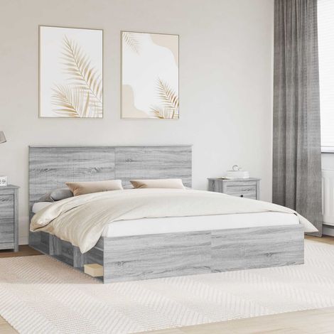 Bettrahmen Graues Sonoma 180 x 200 cm Massives Kiefernholz