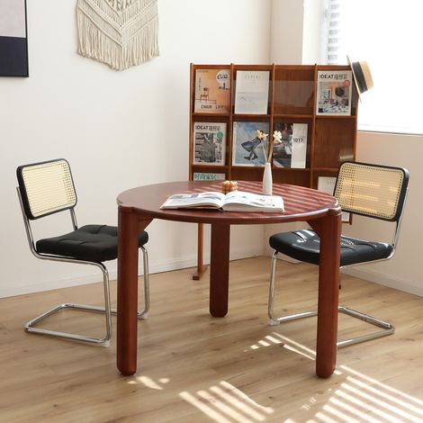 Ensemble de 2 chaises de salle à manger, fauteuils en similicuir à piètement chromé, design vintage Breuer, chaises rembourrées pour salon, cuisine ou bureau. (1/5)