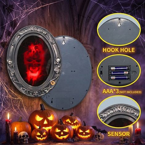Halloween LED Spiegel Deko mit Sound Überraschungs Klingel Geist Flamme (1/5)