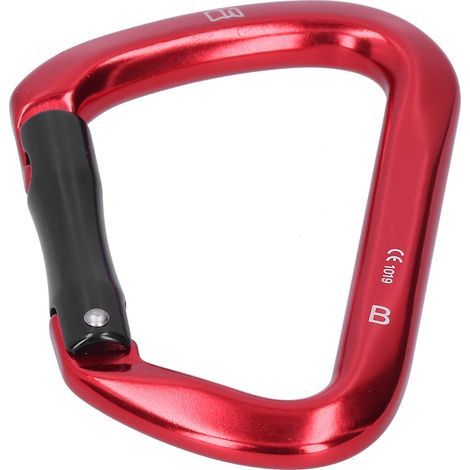Mousqueton d'escalade en D 25KN, équipement de sécurité pour alpinisme, varappe et via ferrata avec résistance latérale optimale.