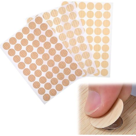 Autocollants pour Trous de Vis 3 Feuilles de 21 mm, Cache-Trous de Vis Adhésifs À Texture de Bois Chêne Clair pour Dissimuler les Trous de Vis Inesthétiques, 3PCS, Cache Trou (1/5)