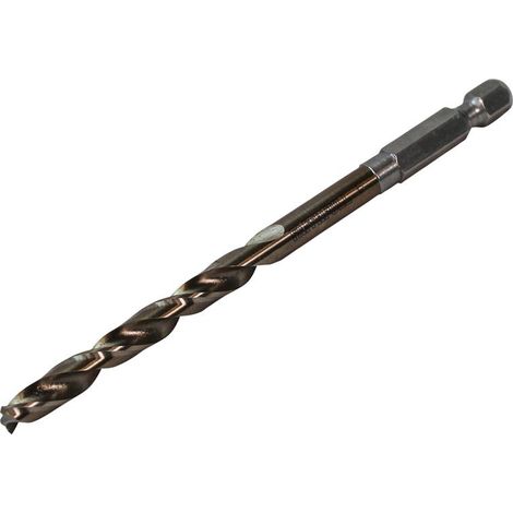 Faithfull HSSE M35 Cobalt 5.0mm Quick-Change Impact Drill Bit 1/4in Shank OL 102mm WL 52mm (1/2)