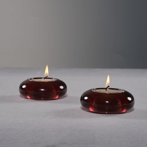 Lot de 2 bougeoirs décoratifs en Forme de Galets - Décoration d'intérieur pour apaiser l'esthétique terreuse - Marron foncé - Diamètre : 7,6 cm résine (1/5)