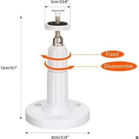 Lot de 2 Fixation Murale caméra intérieure extérieure, support plafond réglable compatible Arlo, Arlo Pro (Blanc) (1/4)