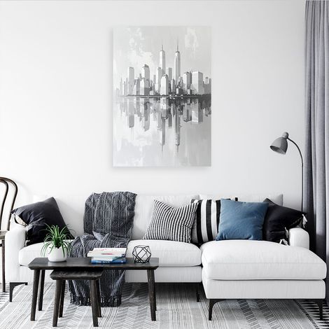Wandbild New Yorker Wolkenkratzer Stadtarchitektur Weiß 60x90