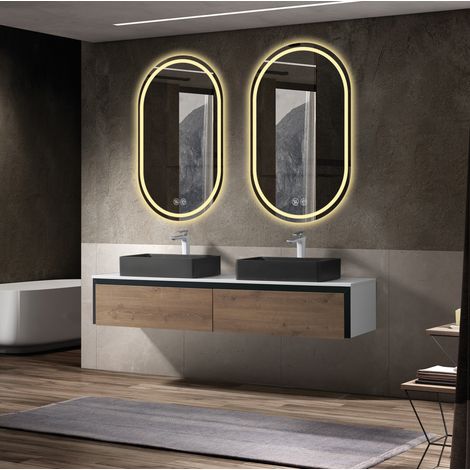 LED-Badezimmerspiegel oval rahmenlos 60 x 90 cm, beschlagfrei, Touchscreen HAVRYA (1/5)