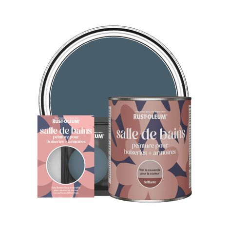 Peinture pour Boiseries & Armoires de Salle de Bains, Finition Brillante - Bleu Dessin (1/3)