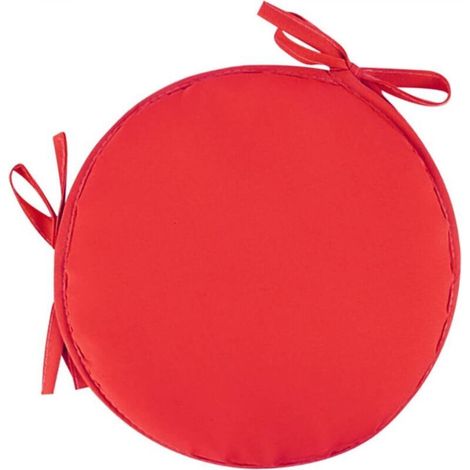 1 coussin de chaise de jardin rond rouge de 38 cm de diamètre - Extérieur, Tabouret, Terrasse, Salle à manger - Grand coussin (1/5)