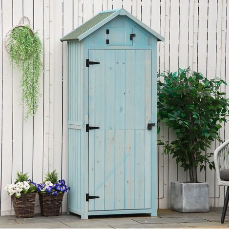 Armario almacenamiento jardín madera azul con ventana OKMYHOME (1/3)