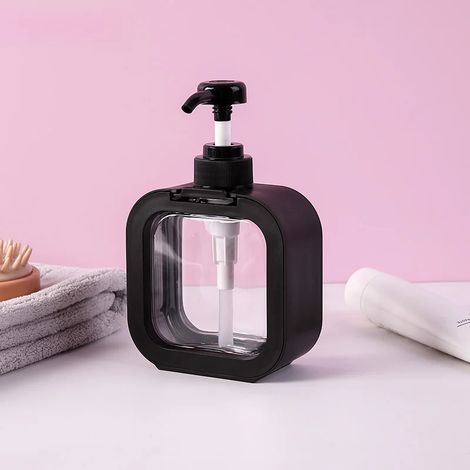 Distributeur de savon liquide transparent (300 ml, noir - couleur naturelle) - Flacon de grande capacité pour gel douche et lessive (1/5)
