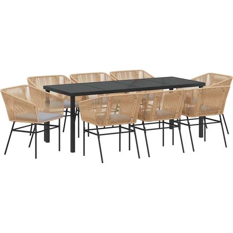 Maison Exclusive - Set da Pranzo per Giardino con cuscino 9 pcs Marrone
