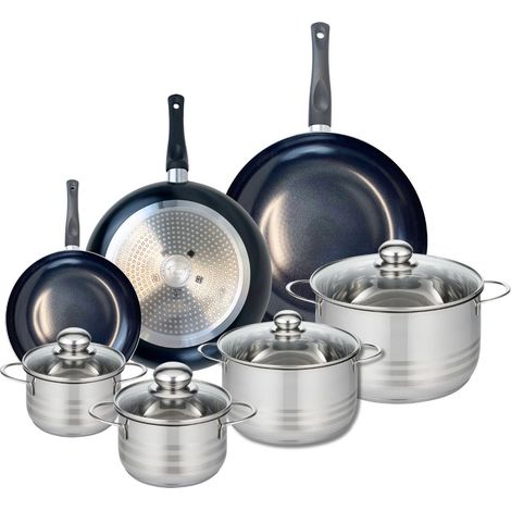 Ensemble de 3 Poêles de cuisson 20, 28 et 32 cm et 4 faitouts 14, 16, 20 et 24 cm Elo Prima Brillant (1/5)