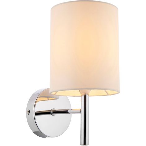 Endon Brio - Applique da interno a 1 luce Cromo, finta seta bianco sporco, E14 (1/5)