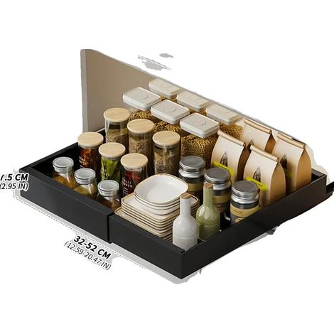 Organisateur de Cabinet, Largeur Ajustable, Style Minimaliste Moderne, Noir-S (1/2)