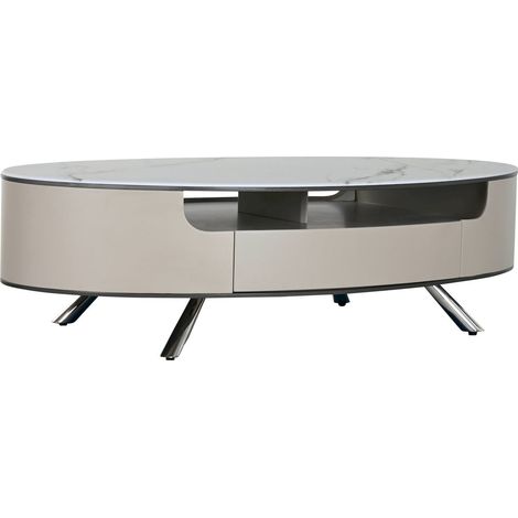 Table basse élégante en marbre et acier minimaliste - Beige ivoire et blanc pur (1/5)