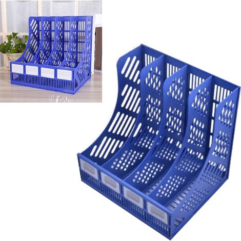 Quatre compartiments de rangement bleus pour dossiers (1/3)
